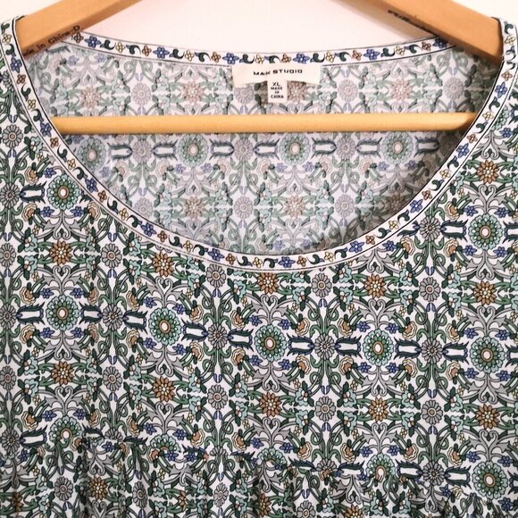 NWOT Max Studio Tiered Babydoll Blouse Comfort Flowy Size XL - Picture 2 of 5